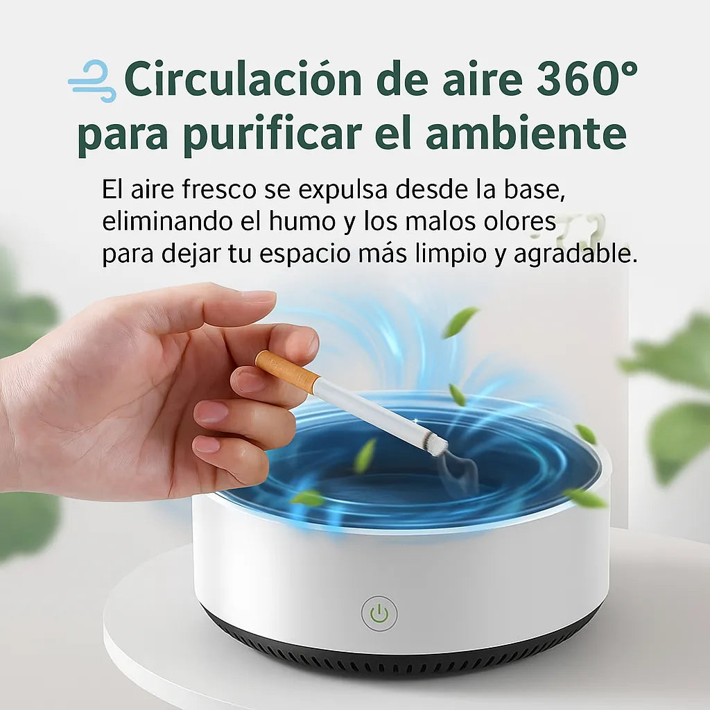 CleanAirAsh - Cenicero inteligente Antihumo 2 en 1